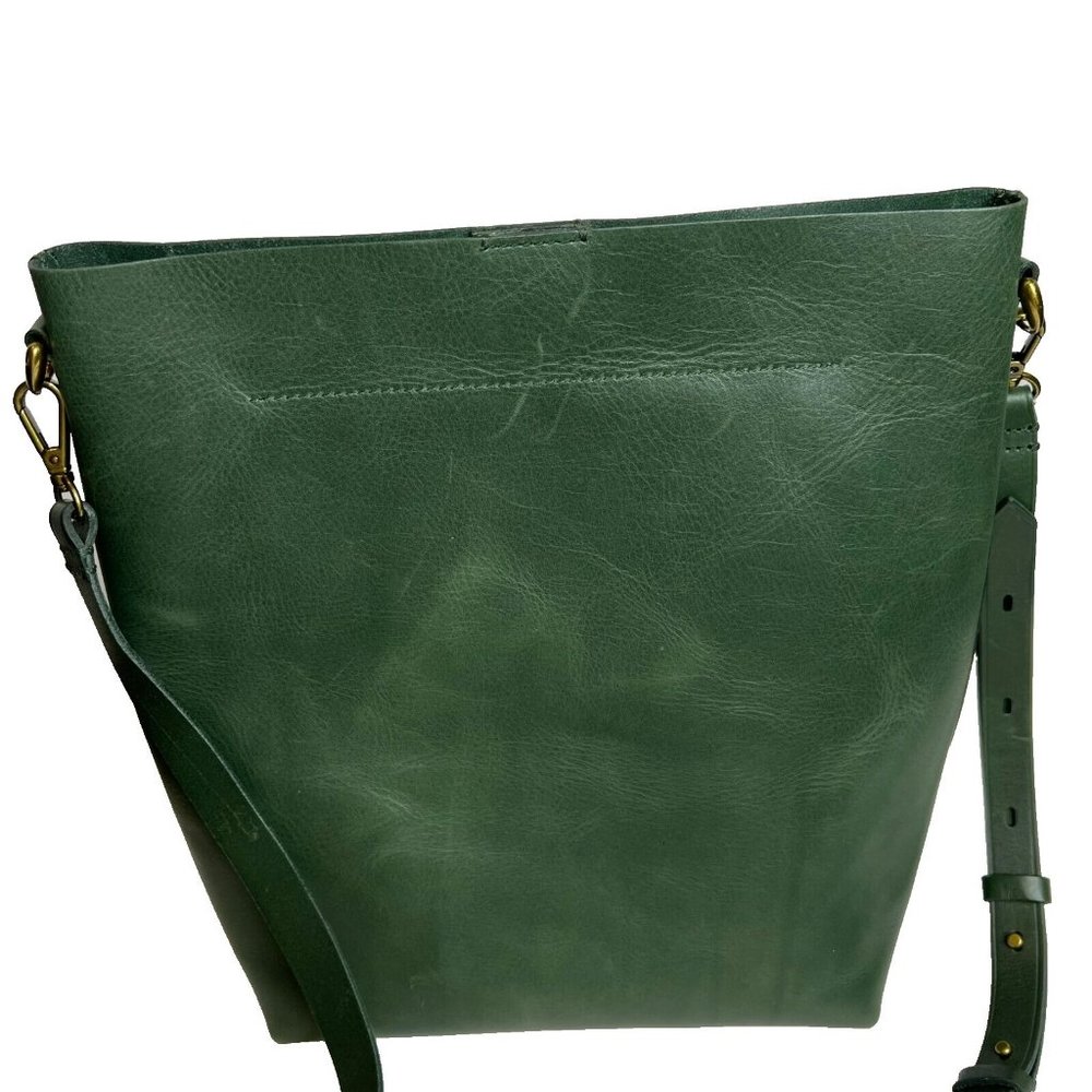 Madewell Forest Green Leather Bucket Bag - Picture 6 of 16